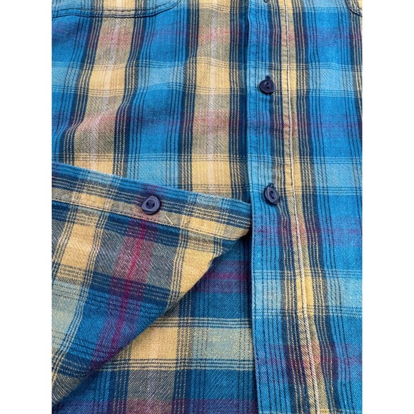 90s Levis Plaid Flannel Shirt Mens XL Blue Yellow Long Sleeve Cabincore Grunge - Picture 5 of 16